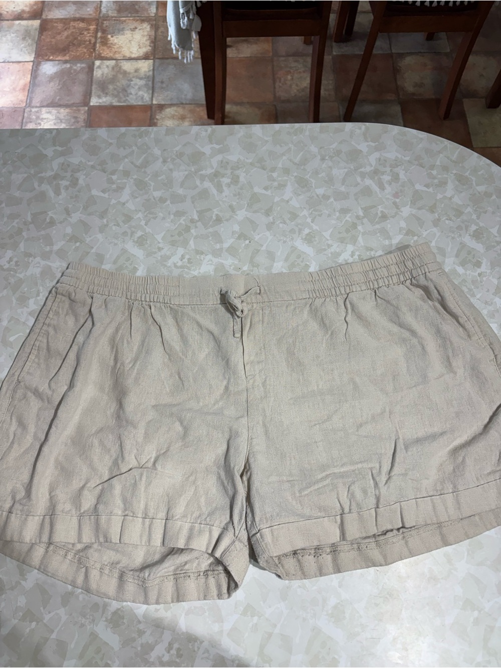 Old Navy Light Beige Drawstring Linen-Blend Athletic Shorts